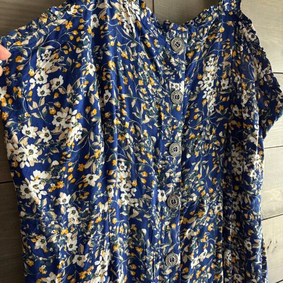 COTTON & RYE | Womens Blue Floral Print Midi Sundress Size XL Summer Tropical - Picture 3 of 6